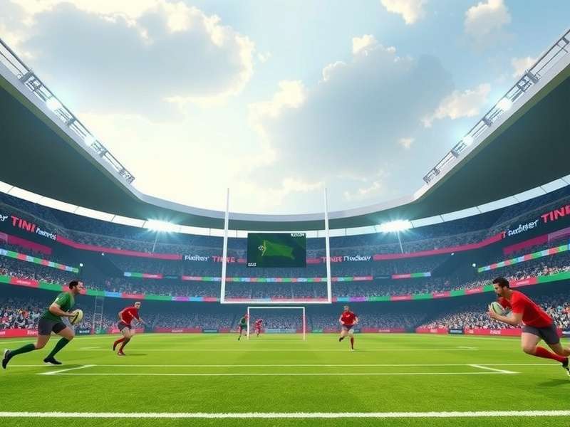 Rugby Pioneers IN gameplay screenshot showing Indian stadium